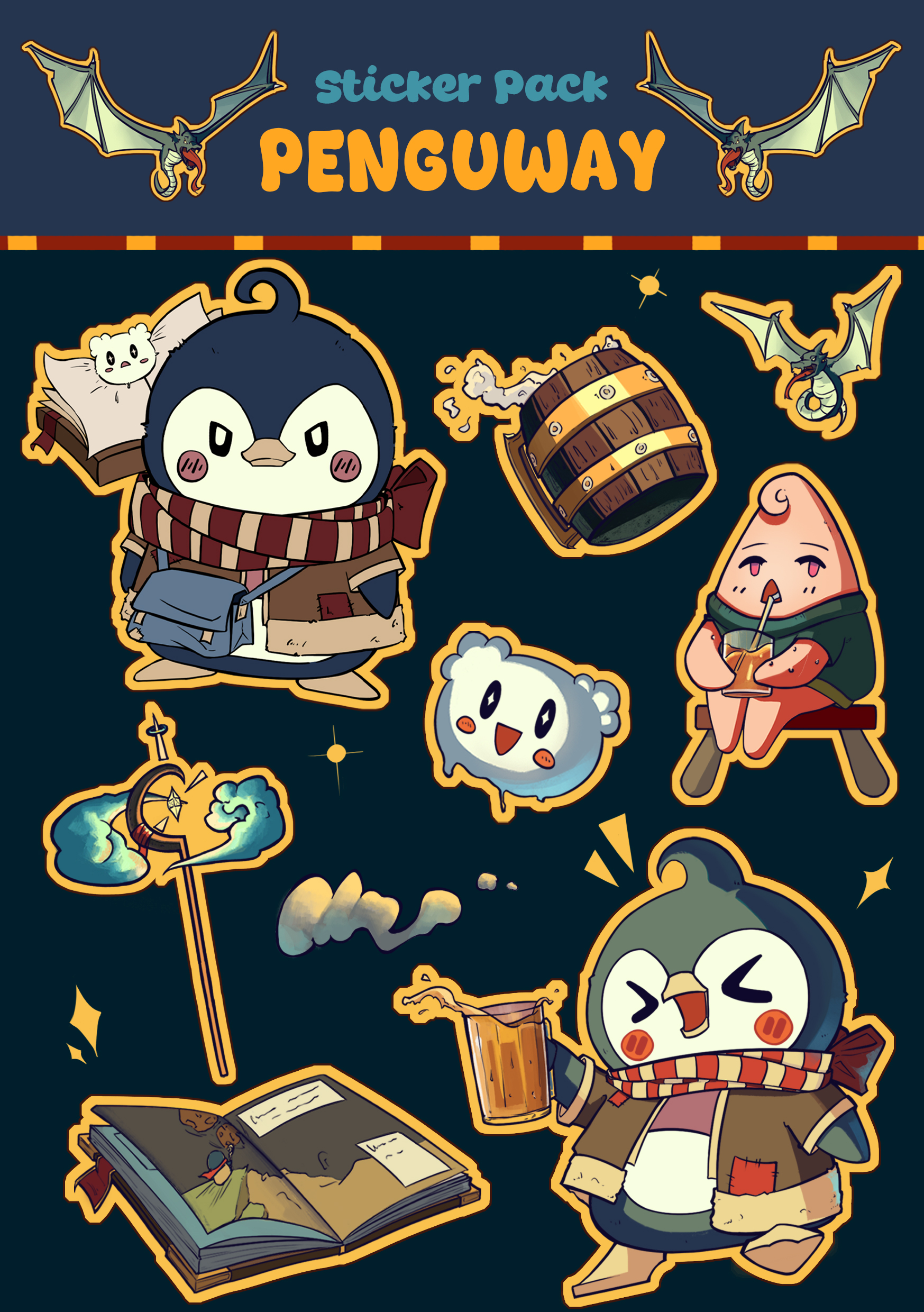Penguway — sticker set 1, replace with your artwork